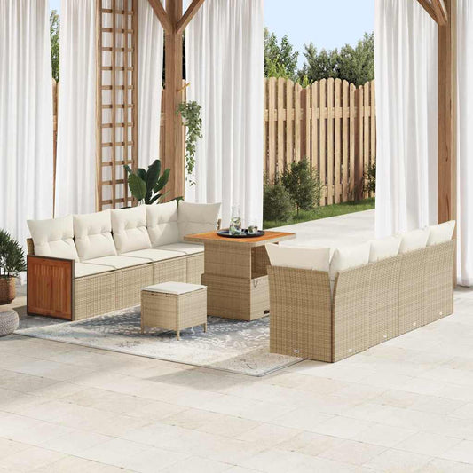 Conjunto de Sofá de Jardim 11 pcs Bege e Creme 80 x 80 x 71 cm