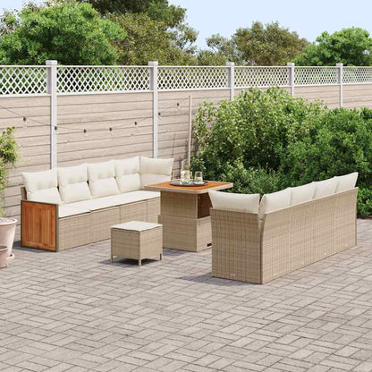 Conjunto de Sofá de Jardim 11 pcs Bege e Creme 80 x 80 x 71 cm