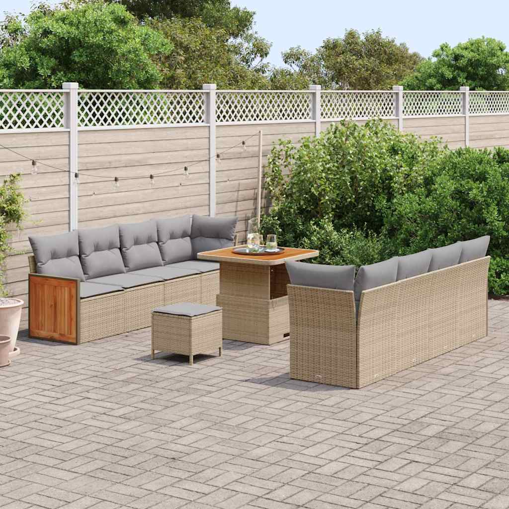 Conjunto de Sofá de Jardim 11 pcs Bege e Cinza Claro