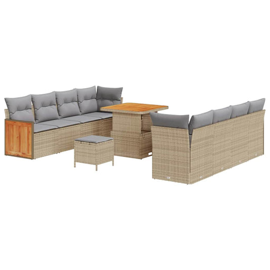 Conjunto de Sofá de Jardim 11 pcs Bege e Cinza Claro
