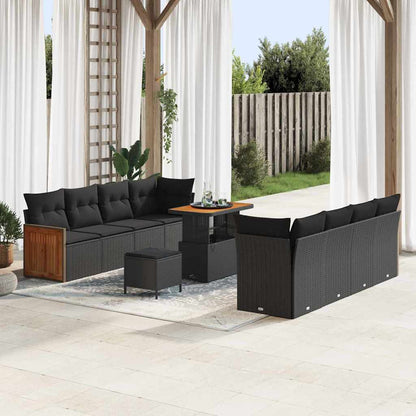 Conjunto de Sofá de Jardim 11 pcs Preto 90 x 55 x 71 cm vime PE