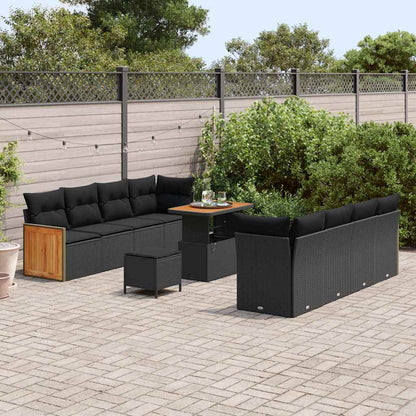 Conjunto de Sofá de Jardim 11 pcs Preto 90 x 55 x 71 cm vime PE