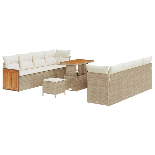 Conjunto de Sofá de Jardim 11 pcs Bege Creme 90 x 55 x 71 cm