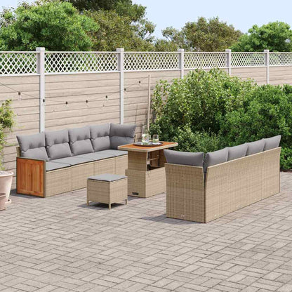 Conjunto de Sofá de Jardim 11 pcs Bege 90 x 55 x 71 cm vime PE
