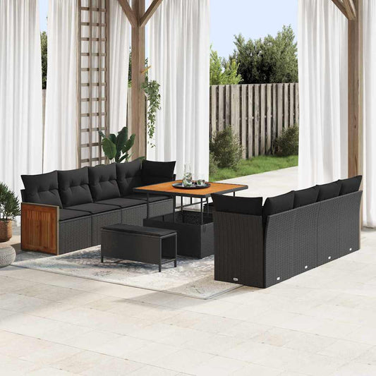 Conjunto de Sofá de Jardim 11 pcs Preto 100 x 100 x 71 cm