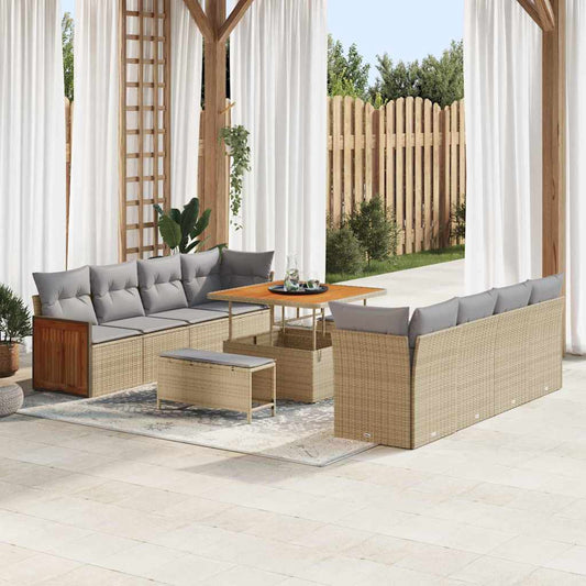 Conjunto de Sofá de Jardim 11 pcs Bege 100 x 100 x 71 cm