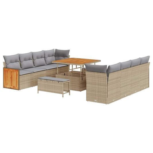 Conjunto de Sofá de Jardim 11 pcs Bege 100 x 100 x 71 cm
