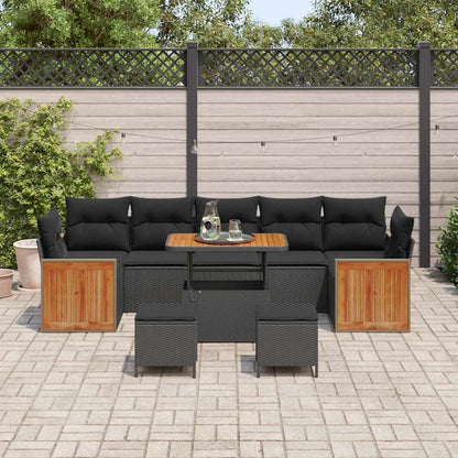 Conjunto de Sofá de Jardim 10 pcs Preto 90 x 55 x 71 cm vime PE