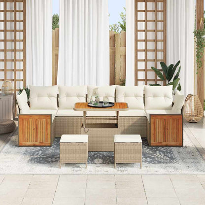 Conjunto de Sofá de Jardim 10 pcs Bege 90 x 55 x 71 cm vime PE