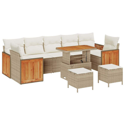 Conjunto de Sofá de Jardim 10 pcs Bege 90 x 55 x 71 cm vime PE