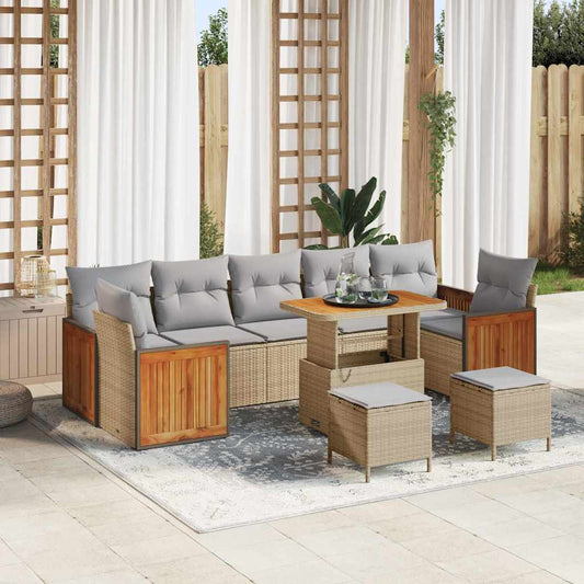 Conjunto de Sofá de Jardim 10 pcs Bege 90 x 55 x 71 cm vime PE