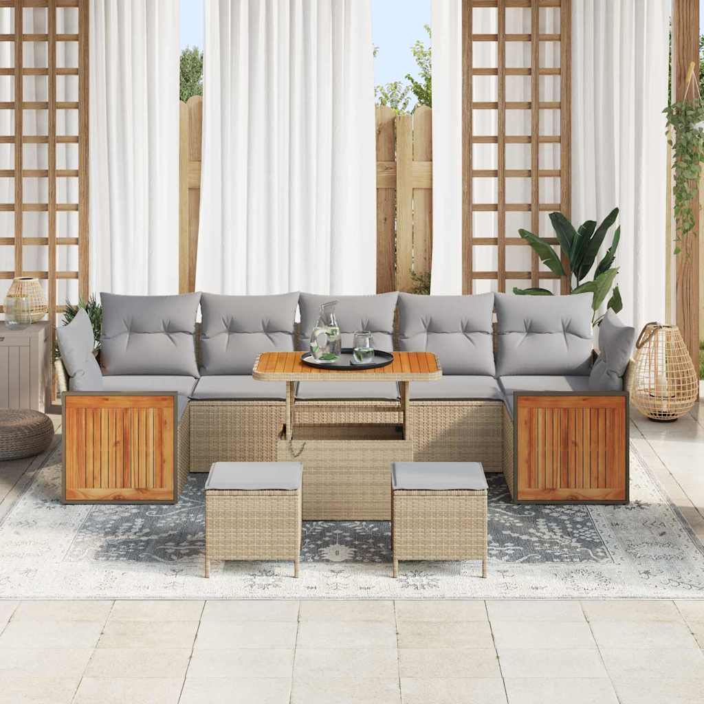 Conjunto de Sofá de Jardim 10 pcs Bege 90 x 55 x 71 cm vime PE
