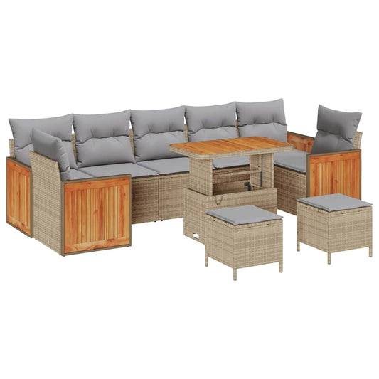 Conjunto de Sofá de Jardim 10 pcs Bege 90 x 55 x 71 cm vime PE