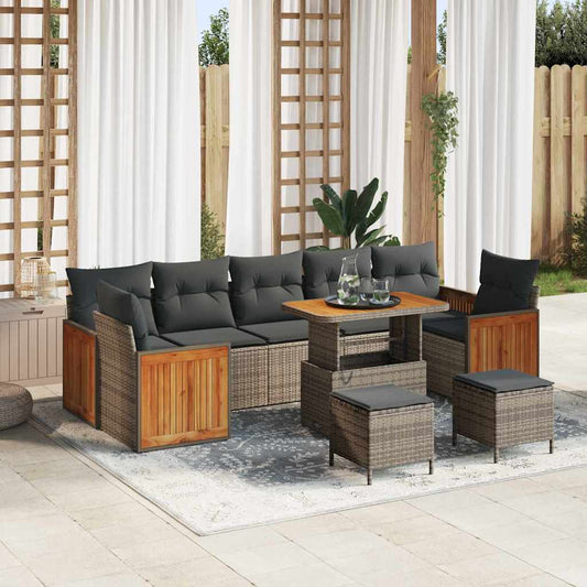 Conjunto de Sofá de Jardim 10 pcs Cinzento Cinzentão