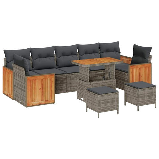Conjunto de Sofá de Jardim 10 pcs Cinzento Cinzentão