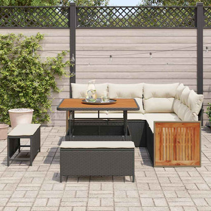 Conjunto de Sofá de Jardim 8 pcs Preto e Creme