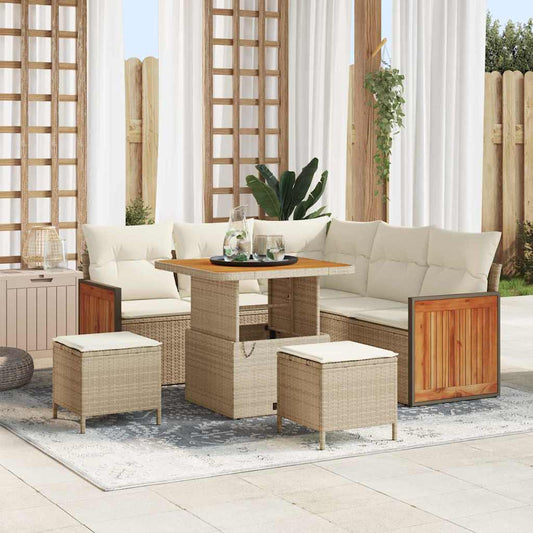 Conjunto de Sofá de Jardim 8 pcs Bege e Creme 80 x 80 x 71 cm
