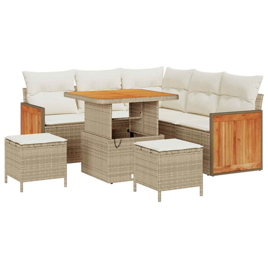 Conjunto de Sofá de Jardim 8 pcs Bege e Creme 80 x 80 x 71 cm
