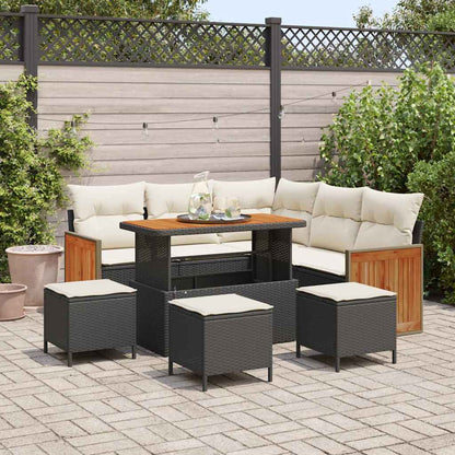 Conjunto de Sofá de Jardim 8 pcs Preto e Creme 110 x 55 x 71 cm