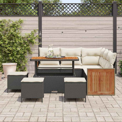Conjunto de Sofá de Jardim 8 pcs Preto e Creme 110 x 55 x 71 cm