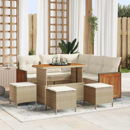 Conjunto de Sofá de Jardim 8 pcs Bege e Creme 110 x 55 x 71 cm