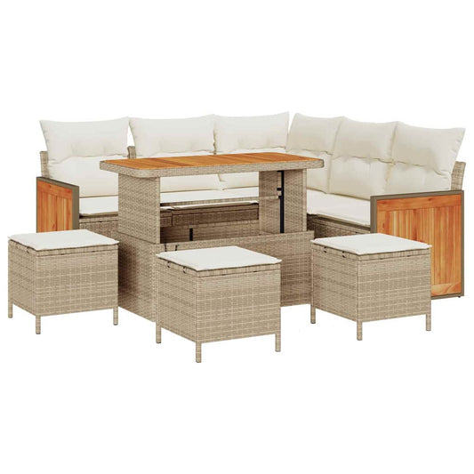 Conjunto de Sofá de Jardim 8 pcs Bege e Creme 110 x 55 x 71 cm