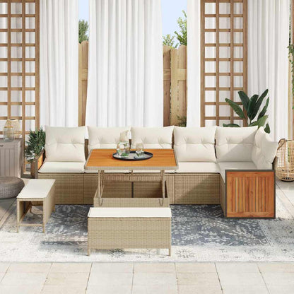 Conjunto de Sofá de Jardim 9 pcs Bege e Creme 100 x 100 x 71 cm