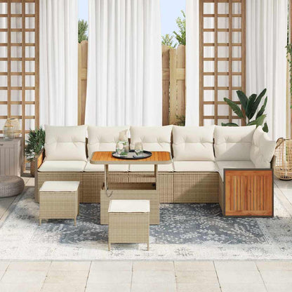Conjunto de Sofá de Jardim 9 pcs Bege e Creme 80 x 80 x 71 cm