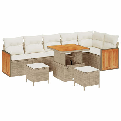 Conjunto de Sofá de Jardim 9 pcs Bege e Creme 80 x 80 x 71 cm