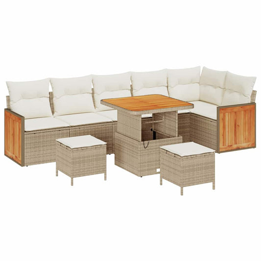 Conjunto de Sofá de Jardim 9 pcs Bege e Creme 80 x 80 x 71 cm