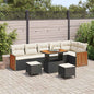 Conjunto de Sofá de Jardim 9 pcs Preto e Creme 90 x 55 x 71 cm