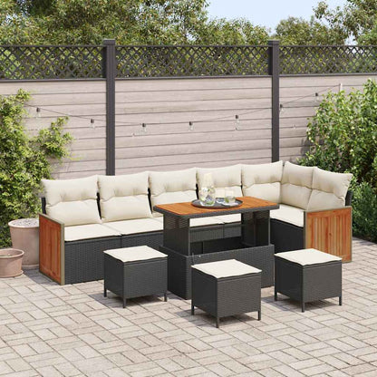 Conjunto de Sofá de Jardim 10 pcs Preto e Creme