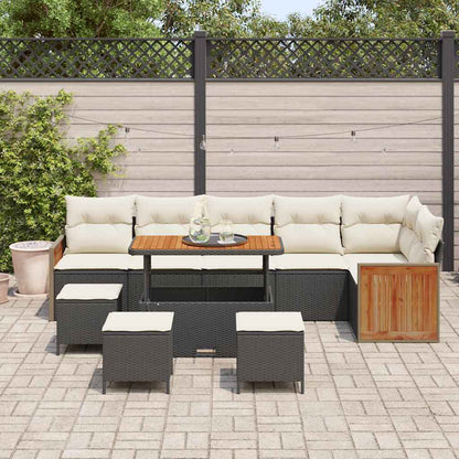 Conjunto de Sofá de Jardim 10 pcs Preto e Creme