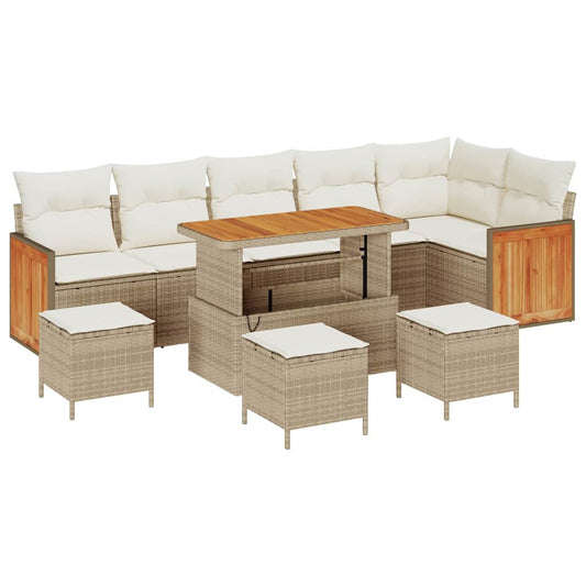 Conjunto de Sofá de Jardim 10 pcs Bege e Creme 110 x 55 x 71 cm