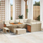 Conjunto de Sofá de Jardim 12 pcs Bege e Creme vime PE