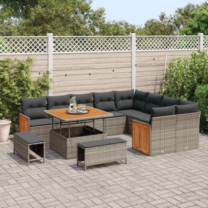 Conjunto de Sofá de Jardim 12 pcs Cinzento Cinzentão