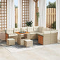 Conjunto de Sofá de Jardim 12 pcs Bege e Creme vime PE