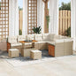 Conjunto de Sofá de Jardim 12 pcs Bege e Creme vime PE