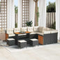 Conjunto de Sofá de Jardim 13 pcs Preto e Creme vime PE