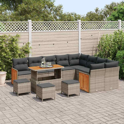 Conjunto de Sofá de Jardim 13 pcs Cinza Cinza escuro vime PE