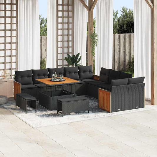 Conjunto de Sofá de Jardim 13 pcs Preto 100 x 100 x 71 cm