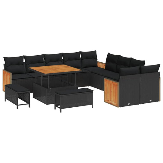 Conjunto de Sofá de Jardim 13 pcs Preto 100 x 100 x 71 cm