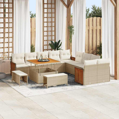 Conjunto de Sofá de Jardim 13 pcs Bege e Creme