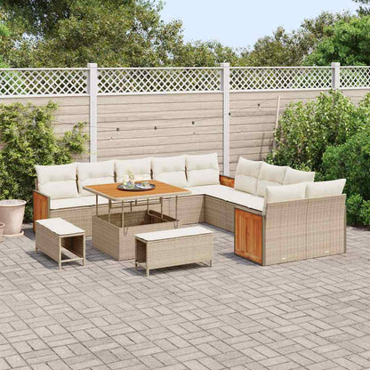 Conjunto de Sofá de Jardim 13 pcs Bege e Creme