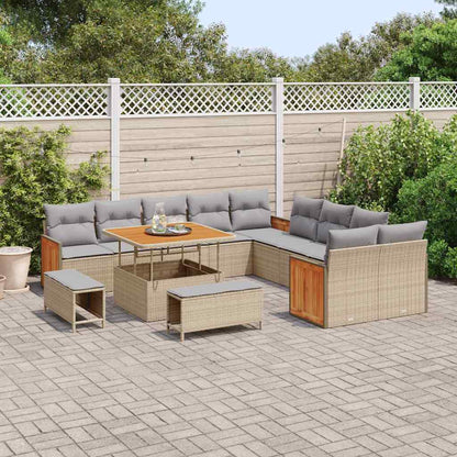 Conjunto de Sofá de Jardim 13 pcs Bege e Cinza Claro