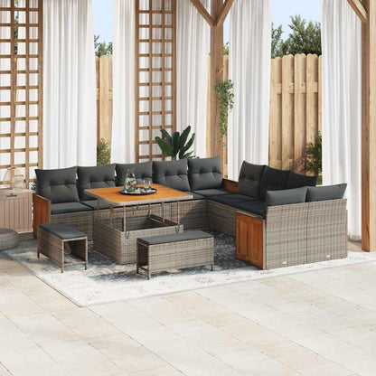 Conjunto de Sofá de Jardim 13 pcs Cinza Cinza Escuro