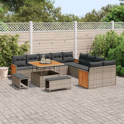 Conjunto de Sofá de Jardim 13 pcs Cinza Cinza Escuro