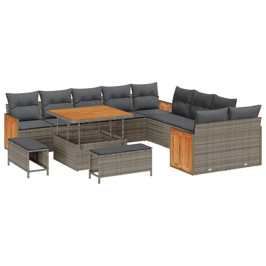 Conjunto de Sofá de Jardim 13 pcs Cinza Cinza Escuro
