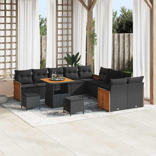 Conjunto de Sofá de Jardim 13 pcs Preto 80 x 80 x 71 cm vime PE