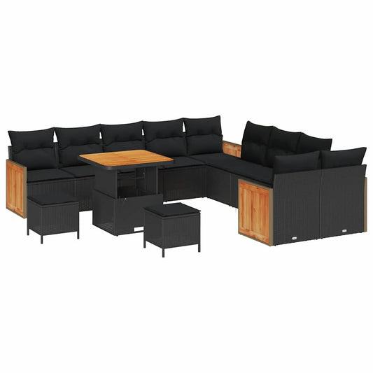 Conjunto de Sofá de Jardim 13 pcs Preto 80 x 80 x 71 cm vime PE